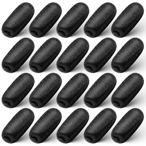 JIYIN 20 Pack Microphone Covers Foam Windscreen Headset Microphone Covers Sponge Microphones Windscreen Pop Filter Replacement Windshield for Headset Microphones