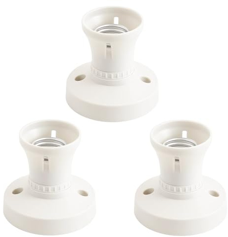 QhgPnt E27 Lamp Holder, 3 Pack Ceiling Rose with Screw Light Fitting, E27 Lamp Base Socket Converter for Bulb Conversion, Ceiling Light Adapter UK, 7.5 cm x 7.2 cm x 5 cm