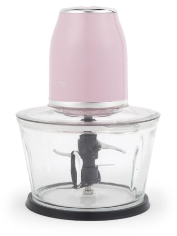Salter Retro Electric Food Chopper 1.2 L Glass Bowl, 500 W | 2 Speed Settings, Dual Removable Stainless Steel Blades, Anti-Slip Base, For Dips Dressings Salsa Fruit Baby Food