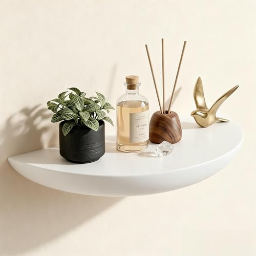 Colitchi Wandregal Halbrund aus Massivholz – Modernes Schweberegal & Floating Shelf, Schwebendes Wand Regal für Wohnzimmer, Schlafzimmer, Flur & Badezimmer – Dekoratives Wandboard