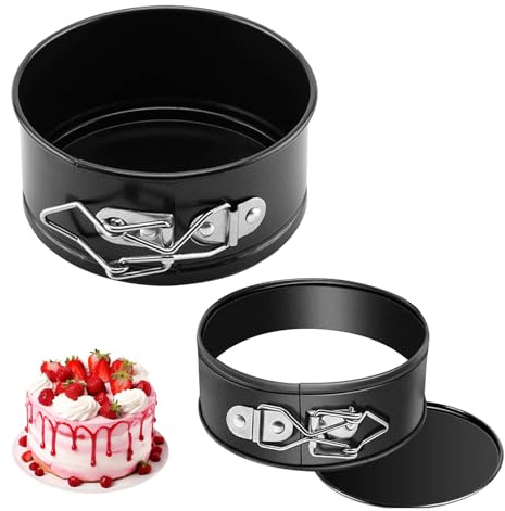 Chingcoo Mini Rund Backformen 12cm 2 Stück, Kleine Rundförmig Springformen Kuchenform Backform mit Antihaftbeschichtung, Mini Kuchenformen Kuchenbackformen für Geburtstag Party (Rund Springformen 2p)