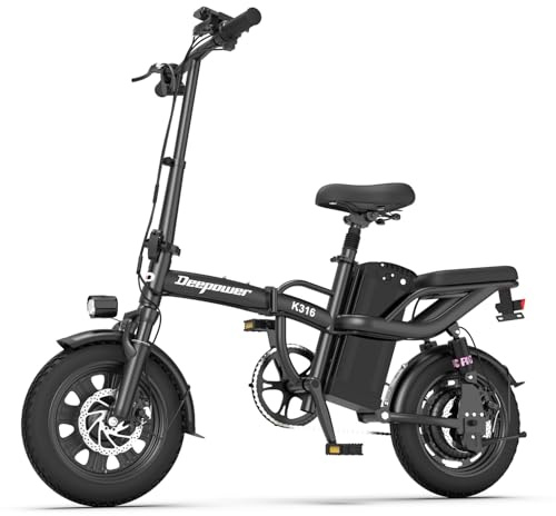 DEEPOWER Klappbares Elektrofahrrad, 16'' Elektrofahrräder, 48V 10Ah herausnehmbarer Akku, 250W Motor, Multi-Shock Absorption, Doppellampe, Ebike für Erwachsene (10Ah)