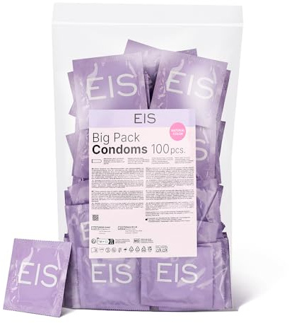 EIS XXL-PACK 100 Kondome | Gefühlsecht & Dünn | Geruchsneutral | 53 mm | Extrafeuchte Oberfläche für intensives Erlebnis | Auch für Oralverkehr | Geruchsneutrales Kondom für länger anhaltenden Sex