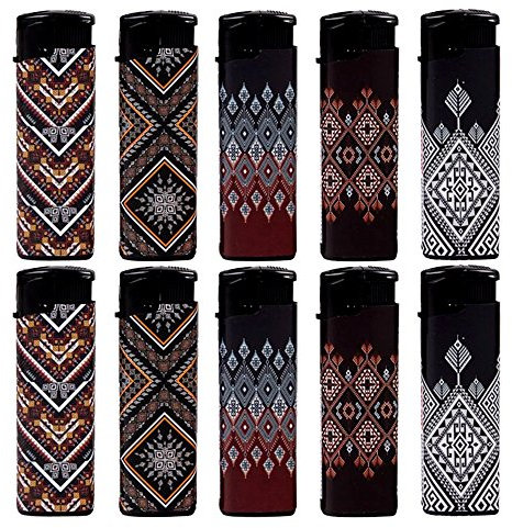 Bulentini Sturmfeuerzeuge Ethnic/Waves Turbo Flamme, Jet Flame Sturm Turbo Fzg Torch 1-10 (Ethnic 2X Alle Muster (10 Feuerzeuge))