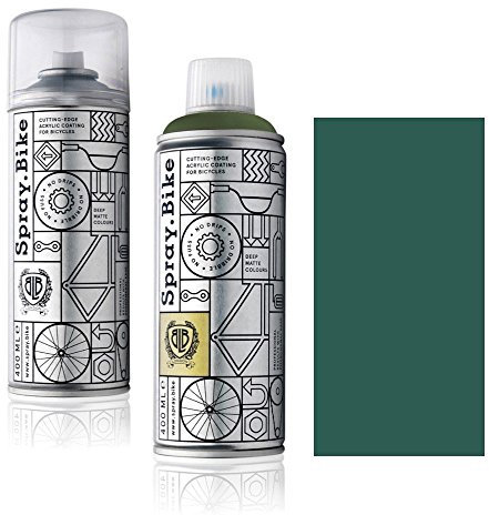 SPRAY.BIKE Fahrrad Lackspray in versch. Farben - KEINE GRUNDIERUNG notwendig - Acryllack/Lack Spray in 400 ml Spraydose, Matt- und Klarlack Optik möglich (Britisches Renngrün Greenwich, Klarlack Set)