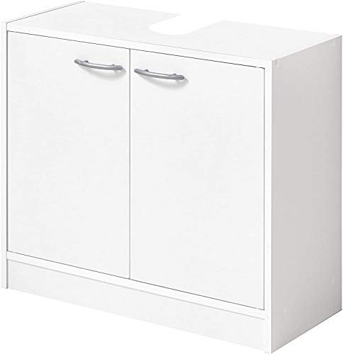 AVANTI TRENDSTORE - Smali - Sottolavabo con 2 Ante a Battente in Legno Laminato di Colore Bianco, Dimensioni: Lap 63x55x29 cm