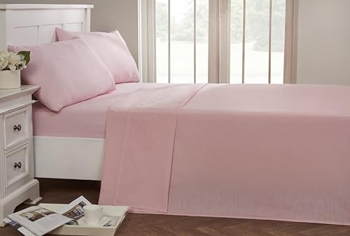 Rapport Home 56 Pick Non Iron Flat Sheet - Pink Kingsize Flat Sheet