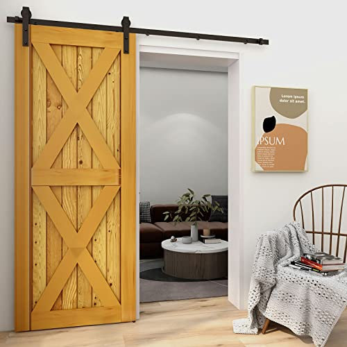 426cm/14FT Schiebetürbeschlag Set Schiebetürsystem Zubehörteil für Schiebetüren Innentüren, Schwarz/Sliding Barn Door Hardware Kit