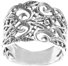 Windalf Mittelalter-Ring MANJA 1.5 cm Zarte Elfen Statementring Ornamentik Bohemia Silberring Vintage Glücks-Ring Freundschaftsring 925 Sterlingsilber (Silber, 64 (20.4))