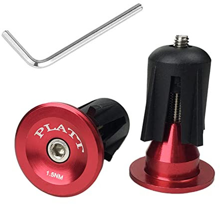 PLATT Bicycle Bar End Plugs Aluminum Bike Handlebar Cap for Road Bike MTB BMX (Red)