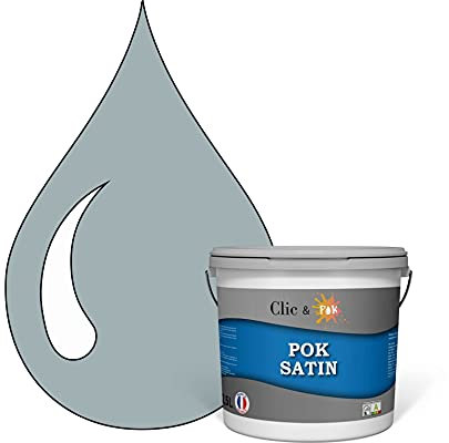 POK SATIN : Peinture Satin Lessivable Bleu Gris 25m² - 2,5L