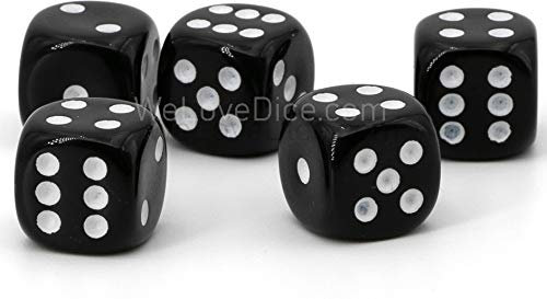 WeLoveBeads 16mm W6 Würfel schwarz/weiß - Made in Germany! - 5Stk