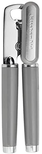 KitchenAid Classic Multifunction Can Opener and Bottle Opener Easy to Use, Razor Sharp Stainless Steel Cutting Wheel, Soft Ergonomic Handles, Gray