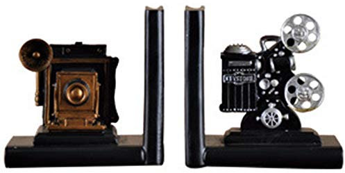 ACAMPTAR Retro Kamera BuchstüTze Film Film Projektor Schwarz Silber Sammler Projekt Kreative BüCher Regal Vintage Schmuck Arbeits Zimmer Studie Haupt Dekorationen