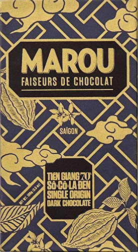 MAROU - Tablette Chocolat Noir 70% - Grand Cru Tien Giang - 80 g - Sans Lécithine, Sans Gluten - Origine Vietnam (Boîte de 10)