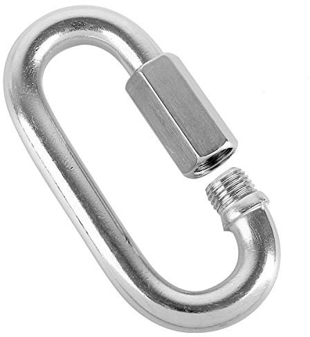 POFET 6Pcs M8 316 Stainless Steel Chain Connector Heavy Duty D Shape Lock,Large Carabiner Marine Grade Quick Link Connector, Corrosion Resistant Safety Chain Connector