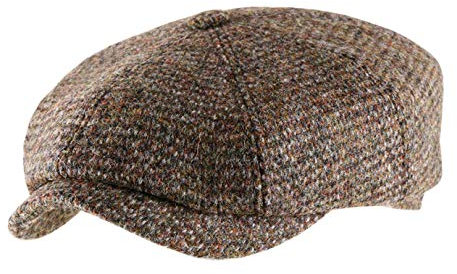 Stetson Hatteras Harris Tweed 8 Panel Newsboy Flatcap - Braun (65) - 55 cm