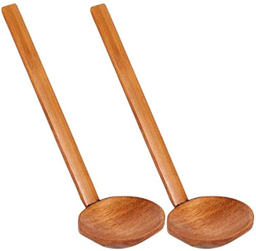 Cuchara de sopa de madera mango largo bebida sopa tortuga Shell olla caliente cuchara Ajisen Ramen cuchara Ramen cuchara -2pcs