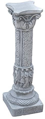 gartendekoparadies.de Säule im griechisch-römischen Stil, Steinsockel, H. 75 cm, Stellfläche 23 x 23 cm, 32 kg, Grau, frostsicher aus Steinguss für Außenbereich