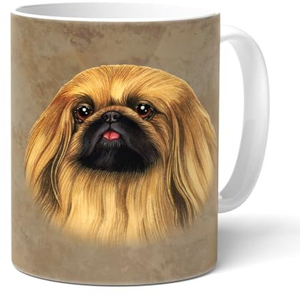 power gift PEKINESE - Kaffeebecher aus Keramik. Tasse mit passenden Text und Pekinese Zeichnung. Kaffeetasse. Häferl mit Henkel. Mehrwegbecher. Praktisches Geschenk für Frauchen, Herrchen.