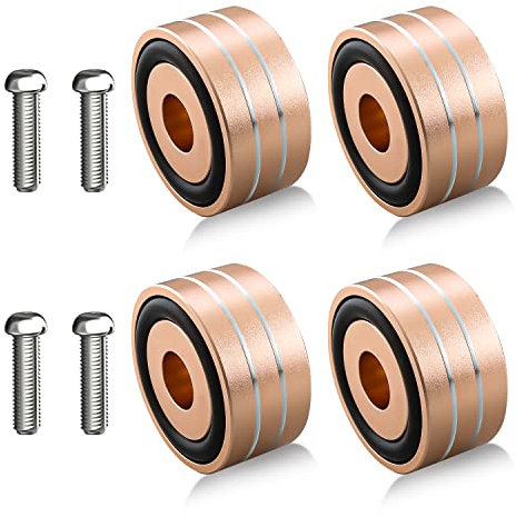 Tertullus 4 Pcs Speaker Feet Isolation 40x20mm Turntable Feet Aluminum Platform Speaker Spike Stand Floor Protectors Dampening Pad with Rubber Ring for Hi-fi Equipments