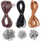 Cordoncino per Collana in Pelle a 3 Colori, Braccialetti Cordino per Realizzare Collane, Bracciali, Gioielli, Gioielli Fatti a Mano (Nero, Marrone Scuro, Marrone)