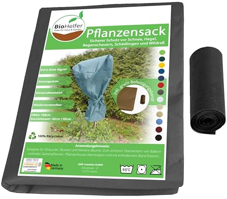 AMF Life Wintervlies + Befestigungsband, Frostschutz für Pflanzen 1,5m x 3m - 80g/m² schwarz