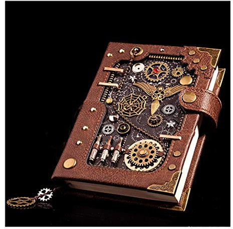 Notizblock Hardcover Notebook Gift Box, Zeitschriften Blank Tagebuch Notepad Skizzenbuch Reise zu schreiben, in, ungefüttert Papier, Retro-Anhänger, Steampunk-Stil. Reisenotizbuch ( Color : Brown )