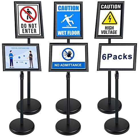 Newzealkids Infoständer A4 plakatständer posterständer schild ständer A4, Winkel und Höhe einstellbar, Alu-Schildhalter für Geschäftsereignisanzeige (Schwarz, 6 Stück)