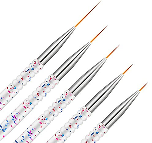 5Pcs Nail Art Brushes, Etercycle Thin Nail Brush for Nail Art, Fine Acrylic Nail Brush for DIY Design(7/9/11/15/20mm)