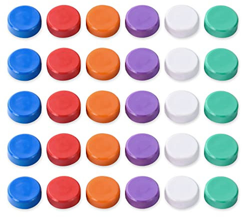 Vicloon Refrigerator and Whiteboard Magnets, 30 Pcs Round Flat Neodymium Pin Coloured Assorted Planning Magnets (6 Colors)