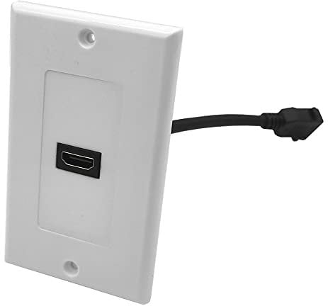 Halokny HDMI Wall Plate - 1 Port 4K With 6-Inch Female to Female Pigtail Cable (White)