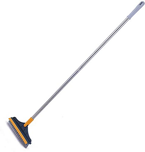 2 In 1 Floor Scrub Brush, Grout Cleaner Brush Bathroom Hard Bristle Brush With 120° Rotating Brush Head And Long Handle, Scrubbing Cleaning Tool For Kitchen Shower Deck Floor Bath Tub Cleaning