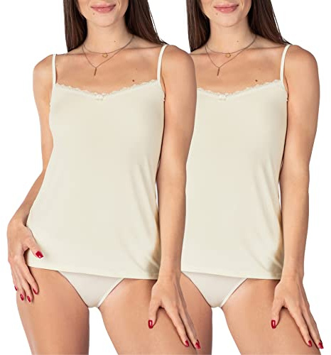 Bellivalini Damen Unterhemd aus Viskose mit Spitze BLV50-219