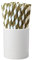 Trimming Shop Striped Paper Drinking Straws – 100% Compostable, Sturdy & Non-Soggy – Food-Safe Ink, Eco-Consious, Multi-Layered, Gold & White, 2000 Pack