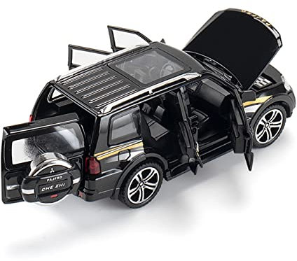 1/32 Für Mitsubishi Pajero Legierung Diecast Automodell Hohe Simulation Sound Licht Spielzeug Dekoration (Color : Schwarz.)