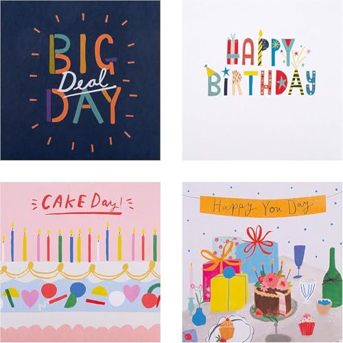 Hallmark Birthday Cards - Multipack of 20 in 4 Colourful Designs