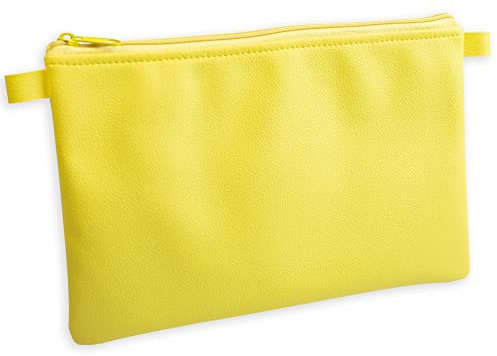 effektivo Banktasche mit Reißverschluss, Kunstleder gelb, 27 x 17 cm, passend für Dokumente bis DIN A5