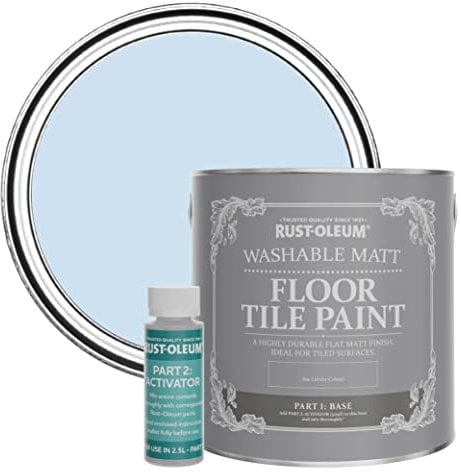 Rust-Oleum Blue Washable Matt Floor Tile Paint - Powder Blue 2.5L