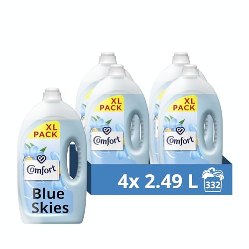 Comfort Blue Skies Fabric Conditioner with Stay Fresh technology for 100 days of freshness + fragrance* 4x 2.49 L (332 washes)