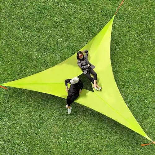 Hängematte, dreieckig, für den Außenbereich, Multiplayer-Netz, Hängebett, einfache Installation, Nickerchen, Picknick, Blütenbeobachtung, Familie, Reiseartikel, 400 x 390 x 400 cm, Grün)