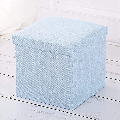 Hocker Fußhocker 12 Zoll Klapphocker,Sitzbank mit Stauraum für Schlafzimmer und Flur,Polsterbank aus Stoff,Für Ankleidezimmer-Hellblau 30x30x30cm Home D
