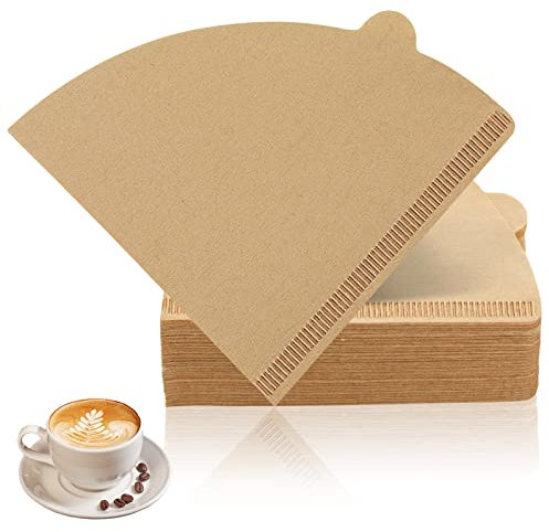 V60 Filters Filtro caffè, Naturale, Carta da filtro per caffè non sbiancato,100 Filtri di Carta per Macchina da caffè 1-4 Tazze, in confezione regalo