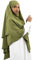 Lamis Hijab - Khimar 2 Schleier zum Überziehen aus Medinenseide, Jilbab für muslimische Frauen, verhüllt KH200, grün - vert khaki, One size