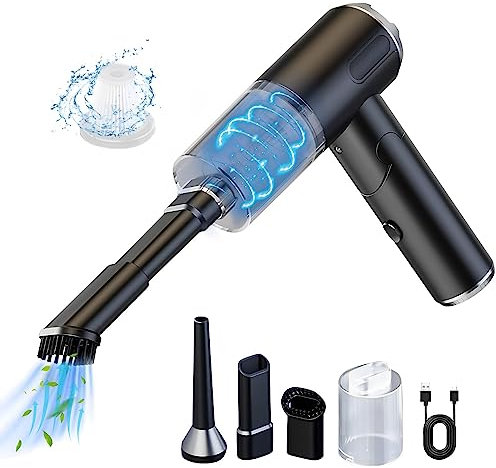 Tragbarer Autostaubsauger Saker 3 in 1 Handstaubsauger Akku Kabelloser Auto Staubsauger,Akkustaubsauger mit Typ-C 5500mAh Batterien Ataubsauger Reiniger Gerät für Auto, Haus, Haustierhaare (Schwarz01)