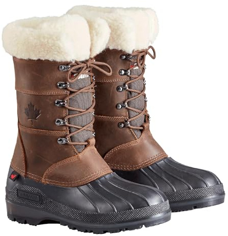 Baffin Women's MAPLE LEAF Tall Waterproof Insulated Lightweight Leather Lace-Up Arctic-Rated Cold Weather Winter Snow Boots, Brown, 6