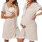 Uniexcosm Chemise Nuit Allaitement Maternité Coton Robe de Nuit Femme Enceinte Col en V Manches Courtes Devant Ouvert Chemise de Nuit Femme Grossesse Rose XXL