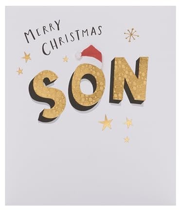 UK Greetings Weihnachtskarte für Sohn, goldfarbene Schrift