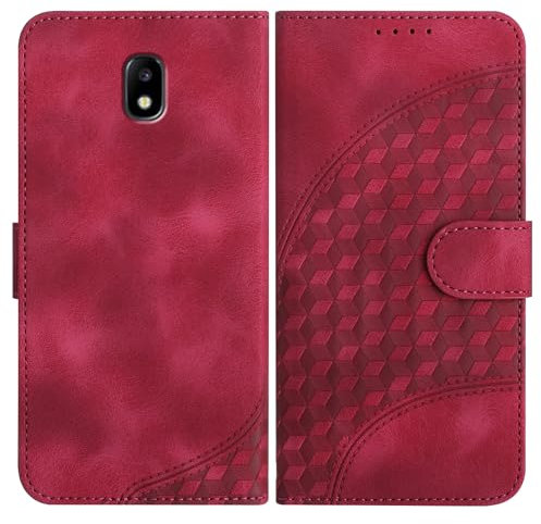 JayModCase Mobile Phone Case for Samsung Galaxy J530/J5 2017, with Card Slot, Stand Function, Magnetic, PU Leather Case, Folio Flip Case Compatible with Galaxy J530 - Rose Red