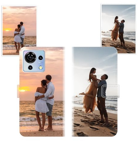 Sunrive Personalisierte hülle kompatibel mit ZTE Blade V50 Vita/V50 2023 Handyhülle Benutzerdefiniert,Schutzhülle Lederhülle handykette universal Etui mit Eigenem Foto Bild Text Individuelle